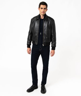 Blouson aviateur en cuir imitation homme vue5 - GEMO 4G HOMME - GEMO