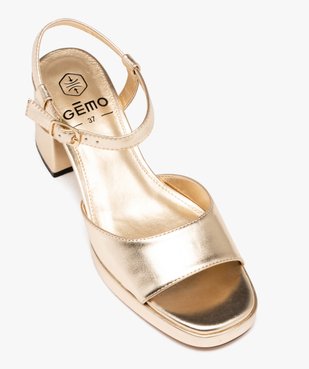 Sandales femme à talon flare métallisées avec bride cheville vue6 - GEMO(URBAIN) - GEMO