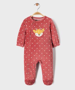 Pyjama en velours ouverture devant à motif biche bébé fille vue1 - GEMO 4G BEBE - GEMO