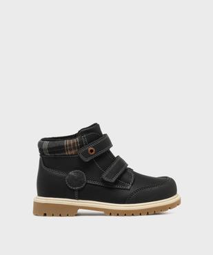 Boots fourrées à scratch et col tartan garçon - Buggy Shoes vue1 - BUGGY - GEMO