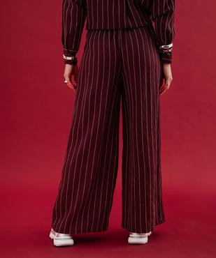 Pantalon fluide coupe large à rayures avec ceinture à nouer femme vue4 - GEMO 4G FEMME - GEMO