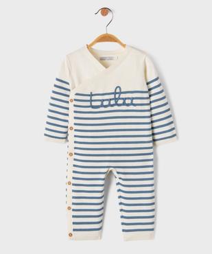 Combinaison en maille à rayures bébé garçon - LuluCastagnette vue1 - LULUCASTAGNETTE - GEMO
