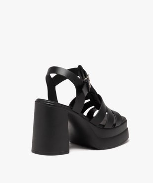 Sandales femme unies à talon haut carré et semelle plateforme avec bride à boucle vue4 - GEMO(URBAIN) - GEMO