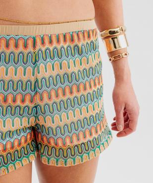 Short de plage femme ample en dentelle pailletée femme vue3 - GEMO (PLAGE) - GEMO
