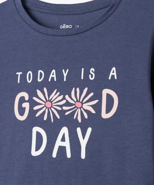 Tee-shirt à manches longues avec motif fleuri fille vue2 - GEMO 4G FILLE - GEMO