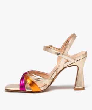 Sandales femme à talon spool et brides nouées effet métallisé vue3 - GEMO(URBAIN) - GEMO