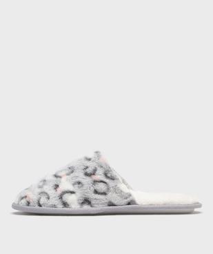 Chaussons mules en velours imprimé femme vue3 - GEMO 4G FEMME - GEMO