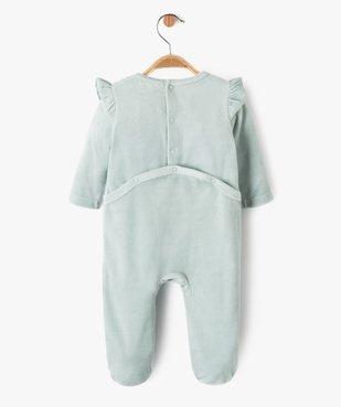 Pyjama en velours avec volants et inscription pailletée bébé fille vue3 - GEMO 4G BEBE - GEMO