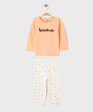 Pyjama 2 pièces bicolore en coton bébé fille vue1 - GEMO 4G BEBE - GEMO