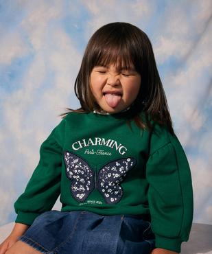 Sweat avec manches froncées et motif brodé bébé fille vue2 - GEMO 4G BEBE - GEMO