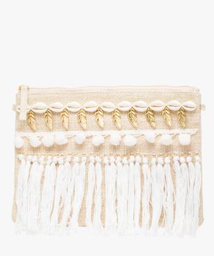 Sac pochette femme en toile dorée ornée de coquillages vue1 - FOLLOW ME 2 - GEMO