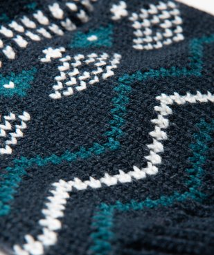Bonnet bébé garçon jacquard et pompon vue2 - GEMO(BEBE DEBT) - GEMO