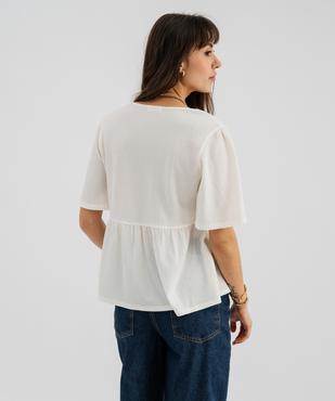 Tee-shirt manches courtes à basque et liens à nouer femme vue3 - GEMO 4G FEMME - GEMO