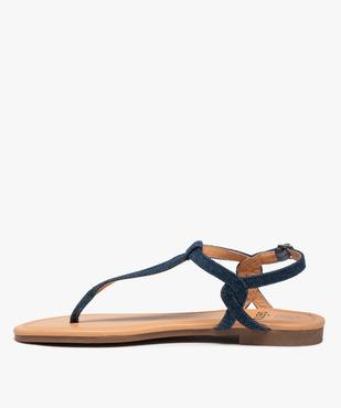 Sandales femme à talon plat et bride entre-doigts vue3 - GEMO (CASUAL) - GEMO