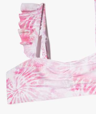 Maillot de bain 2 pièces tie-and-dye à bretelles volantées fille vue2 - GEMO 4G FILLE - GEMO