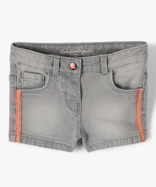 Short bébé fille en jean avec bandes pailletées - LuluCastagnette vue1 - LULUCASTAGNETTE - GEMO