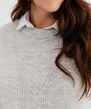 Pull sans manches avec maille ajourée sur l’avant femme grande taille vue2 - GEMO (G TAILLE) - GEMO