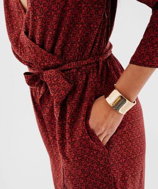 Combinaison pantalon fluide et imprimée décolleté cache-cœur femme vue4 - GEMO 4G FEMME - GEMO