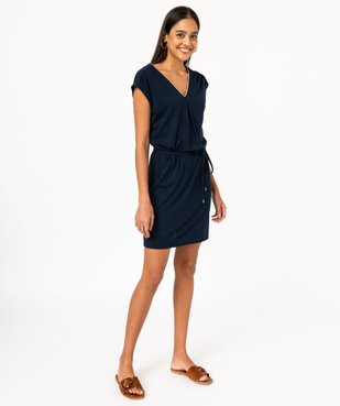 Robe avec double col V scintillant femme vue1 - GEMO(FEMME PAP) - GEMO