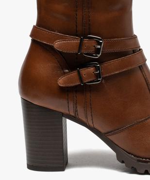 Bottes femme unies à talon carré dessus cuir vue6 - GEMO(URBAIN) - GEMO