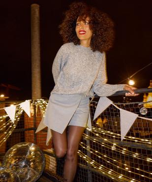 Pull à torsades en maille pailletée femme vue5 - GEMO(FEMME PAP) - GEMO