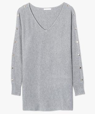 Pull femme en maille côtelée avec boutons sur les manches  vue4 - GEMO(FEMME PAP) - GEMO