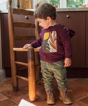 Pantalon coupe cargo doublé avec taille élastique bébé garçon  vue4 - GEMO(BEBE DEBT) - GEMO