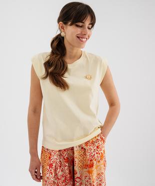 Tee-shirt sans manches loose en jersey de coton à breloque femme vue1 - GEMO(FEMME PAP) - GEMO