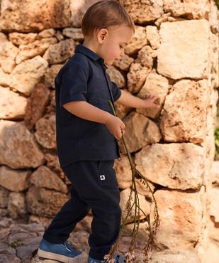 Pantalon droit à revers en coton gaufré bébé garçon - LuluCastagnette vue5 - LULUCASTAGNETTE - GEMO