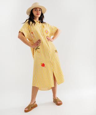 Robe longue chemise à manches courtes femme vue1 - GEMO(FEMME PAP) - GEMO