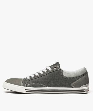 Baskets homme en toile avec surpiqûres contrastantes vue3 - GEMO (CASUAL) - GEMO