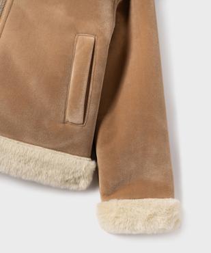 Veste aviateur en velours et fourrure imitation fille vue3 - GEMO (ENFANT) - GEMO
