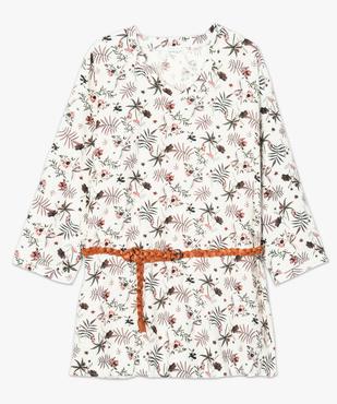Tunique femme en lin à motifs fleuris avec col V et ceinture vue4 - GEMO (G TAILLE) - GEMO