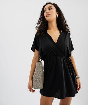 Robe de plage ample et fluide à col cache-cœur vue4 - GEMO 4G FEMME - GEMO