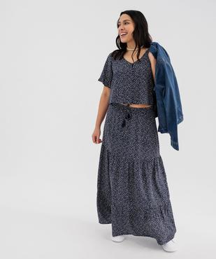 Blouse imprimée à manches courtes coupe courte femme vue4 - GEMO 4G FEMME - GEMO