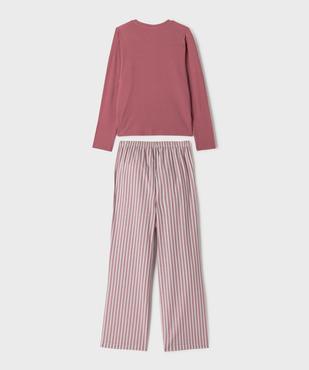 Pyjama avec pantalon rayé fille vue3 - GEMO (JUNIOR) - GEMO