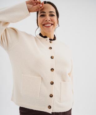Gilet avec col chemise froncé femme grande taille vue1 - GEMO (G TAILLE) - GEMO