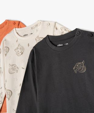 Tee-shirt bébé garçon à manches longues motif tigre (lot de 3) vue2 - GEMO(BEBE DEBT) - GEMO