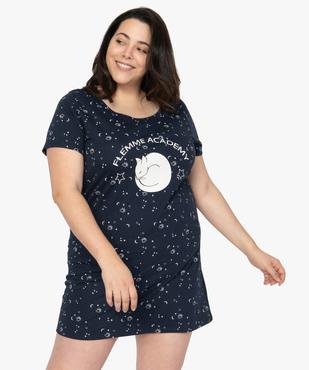 Chemise de nuit à manches courtes avec motifs femme grande taille vue1 - GEMO