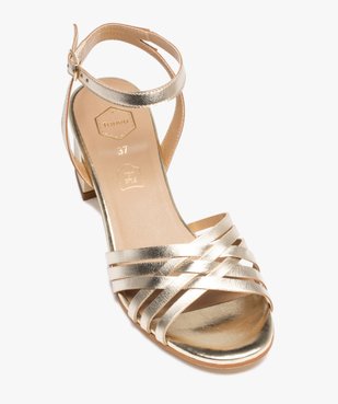 Sandales femme unies à talon carré et brides croisées en cuir - Taneo vue5 - TANEO - GEMO