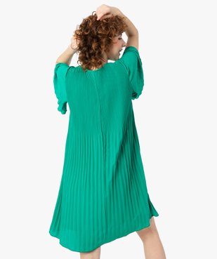 Robe femme en voile plissé à manches courtes vue3 - GEMO(FEMME PAP) - GEMO
