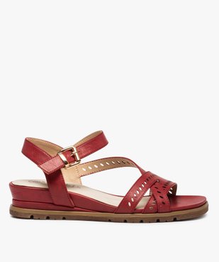 Sandales femme à petit talon compensé et brides ajourées vue1 - GEMO (CASUAL) - GEMO