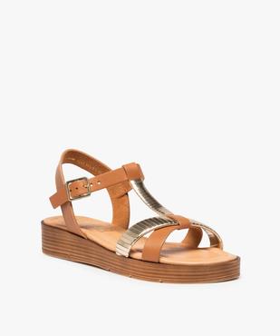 Sandales femme à talon compensé et dessus cuir – Tanéo vue2 - TANEO - GEMO