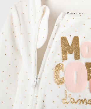 Pyjama en velours à motifs pailletés fermeture zippée devant bébé fille vue3 - GEMO 4G BEBE - GEMO