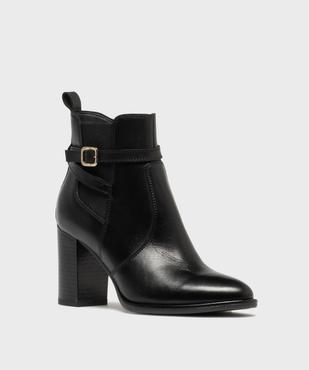 Bottines en cuir à talon haut avec fermeture zippée femme - Tanéo vue2 - TANEO - GEMO