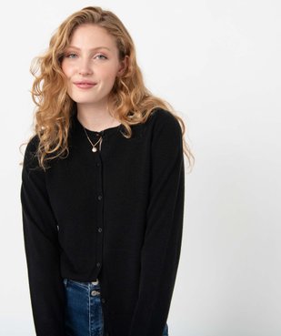 Gilet à col rond en maille fine femme vue2 - GEMO (MAILLE) - GEMO