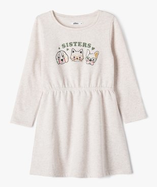 Robe sweat à manches longues avec motif pailleté fille vue1 - GEMO (ENFANT) - GEMO