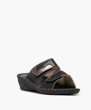 Mules confort en cuir à brides scratch et talon compensé femme  vue2 - G'FLEX GEMO FOR GOOD - GEMO