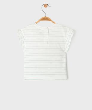 Tee-shirt manches courtes rayé avec manches à volants bébé fille vue3 - GEMO 4G BEBE - GEMO