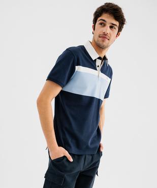 Polo manches courtes à bandes colorées homme vue1 - GEMO (HOMME) - GEMO